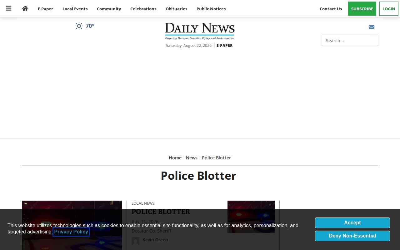 Greensburg Daily News police blotter section