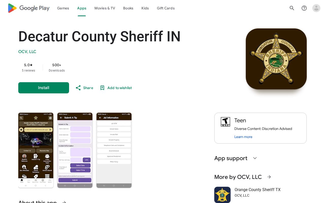 Official Decatur County Sheriff IN app listing