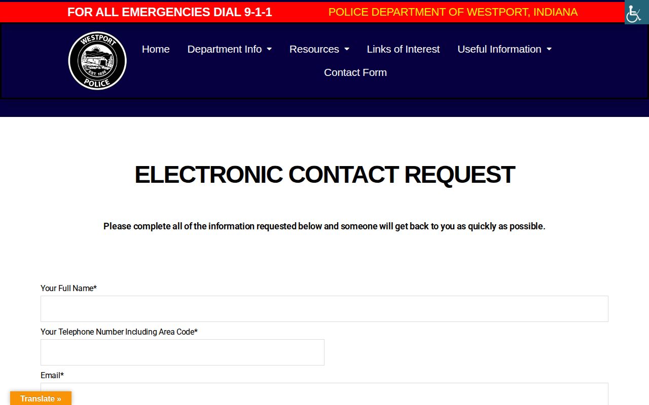 Westport Police arrest records contact in Decatur County